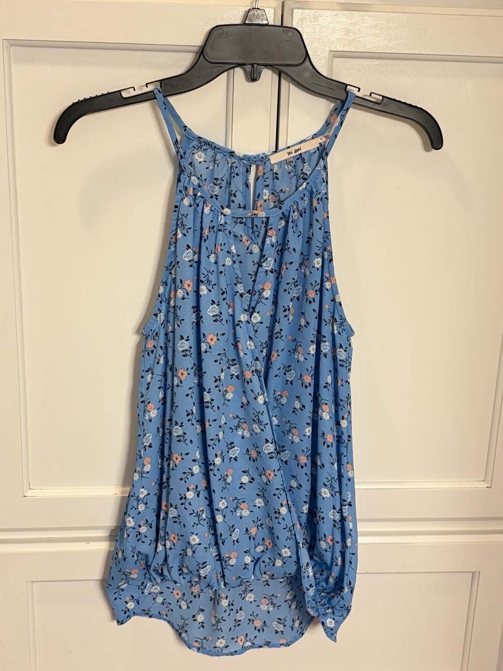 Mi Ami Womens Blue Floral Cami Tank Top Sleeveless Flowy Boho Cottagecore, S